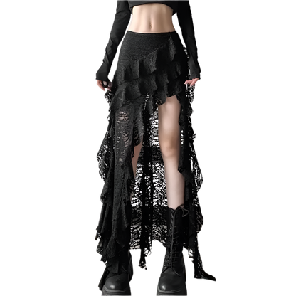 Maxi Irregular Skirt with Rufflez