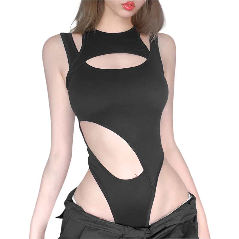 Irregular Cut Out Bodysuit
