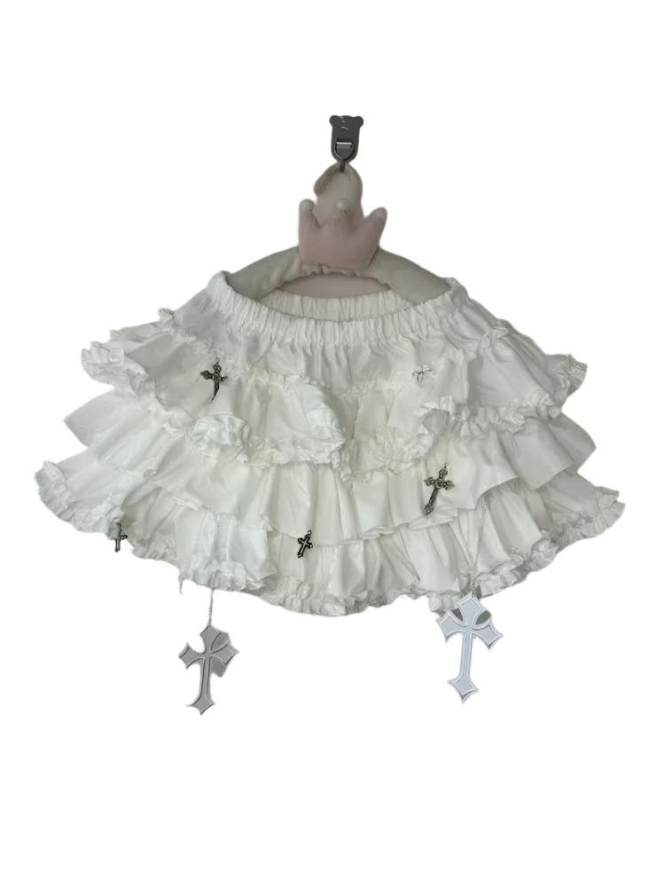 Ruffled Skirt with Cross Detailz