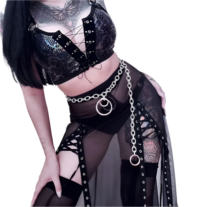 Maxi Mesh Skirt with Large Slitz