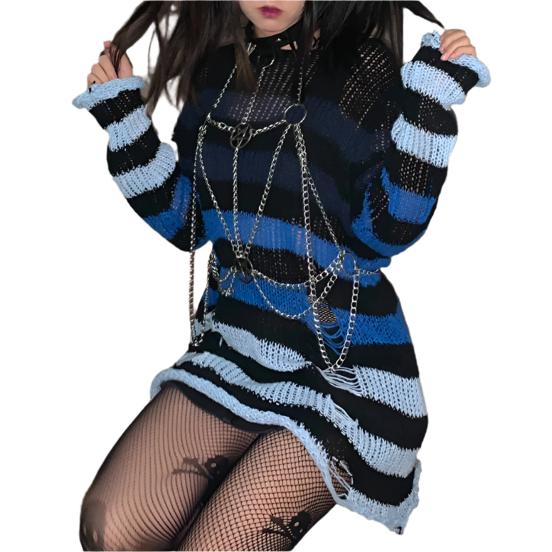 Multi Colour Long Length Distressed Jumperz