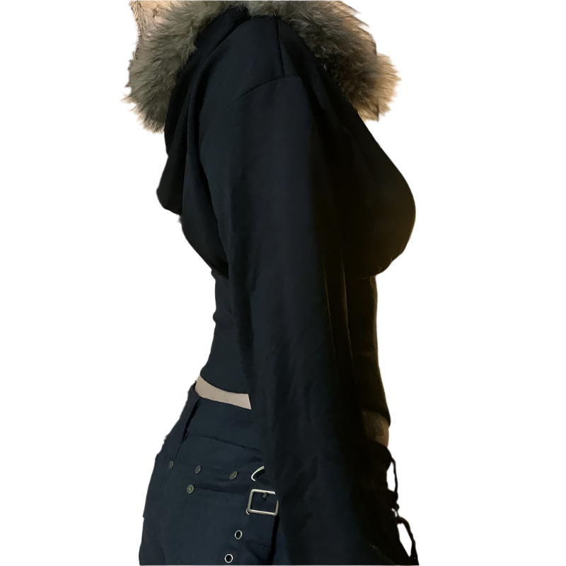 Tight Jacket with Fur Trim Hood