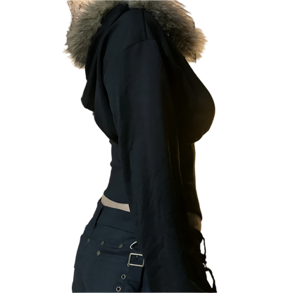 Tight Jacket with Fur Trim Hood