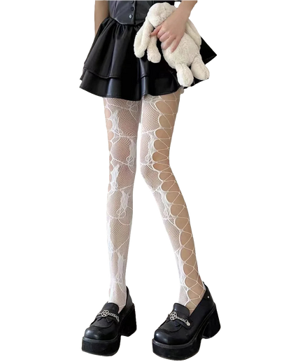 Fishnet Tightz with Floral Pattern and Hollow Sidez