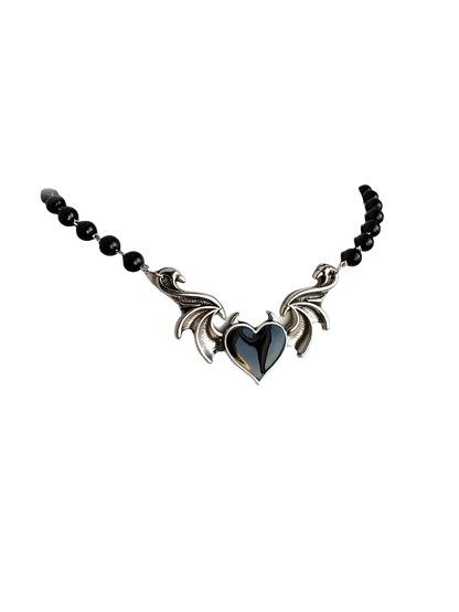 Black Winged Heart with Pearlz