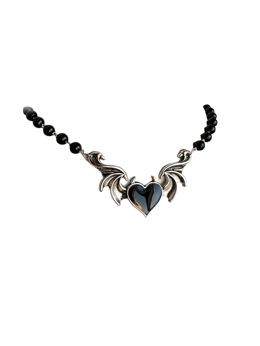 Black Winged Heart with Pearlz