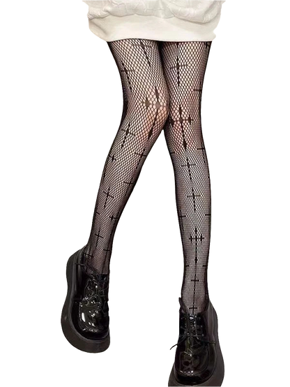 Fishnet Tightz with Cross Detailing