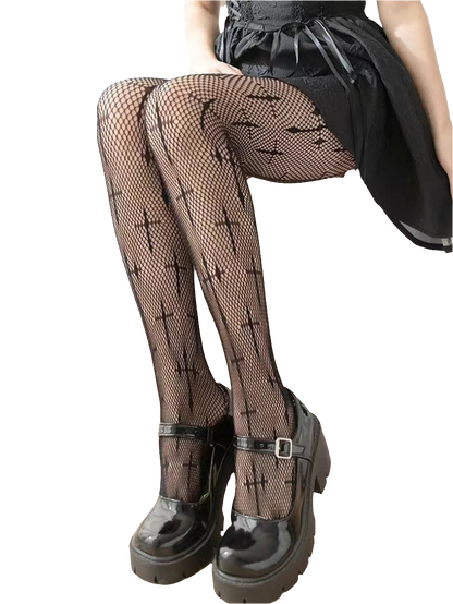Fishnet Tightz with Cross Detailing