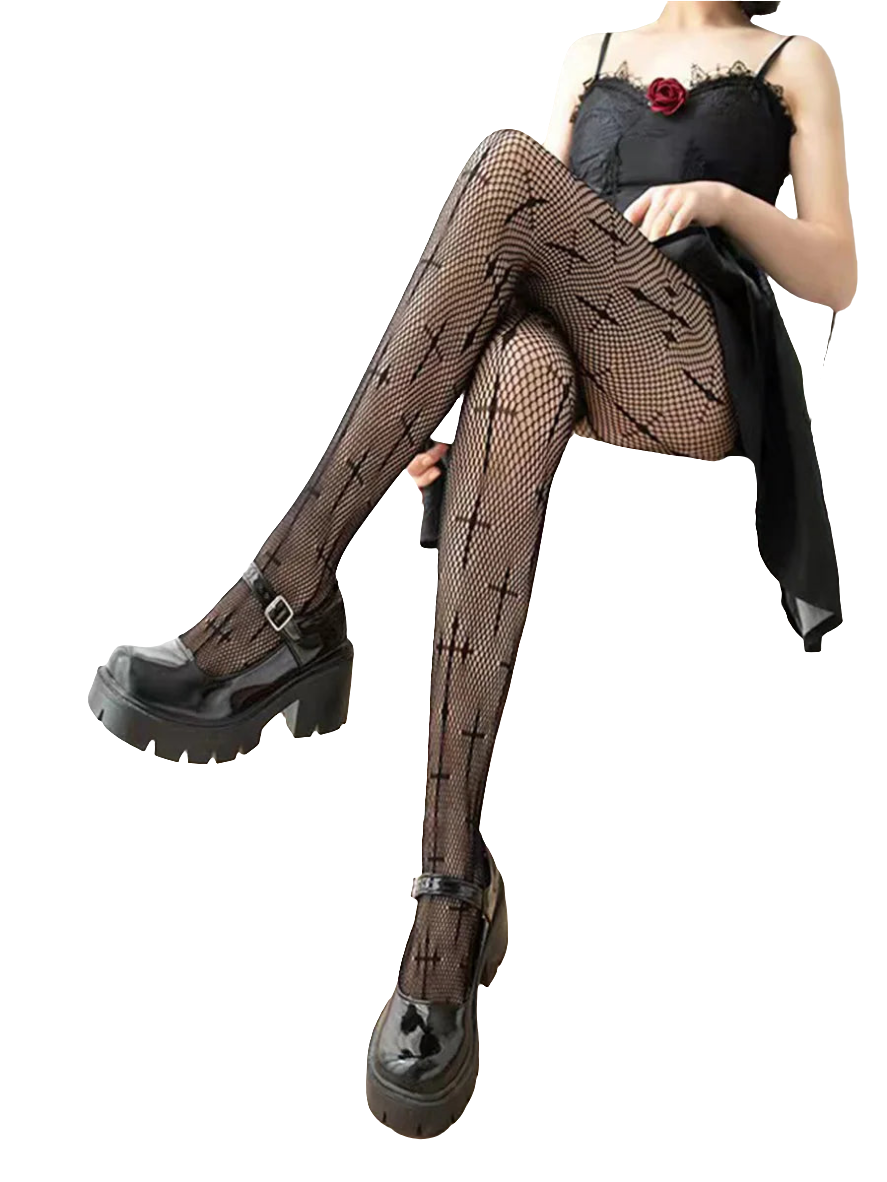 Fishnet Tightz with Cross Detailing