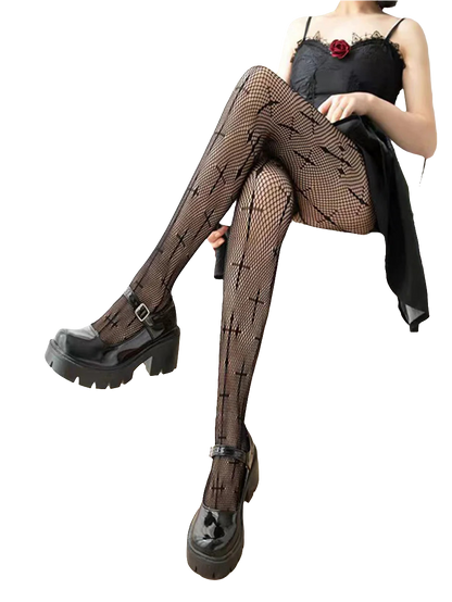 Fishnet Tightz with Cross Detailing