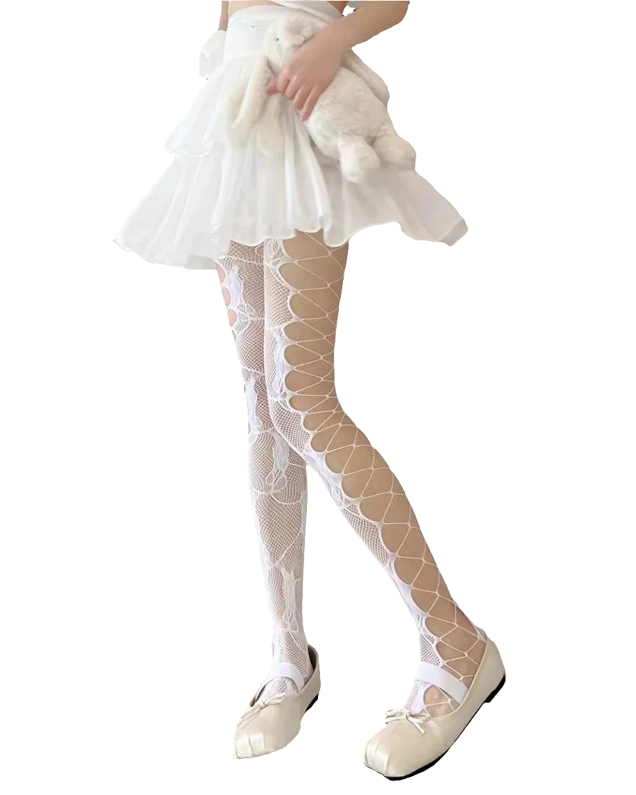 Fishnet Tightz with Floral Pattern and Hollow Sidez