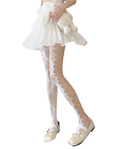Fishnet Tightz with Floral Pattern and Hollow Sidez