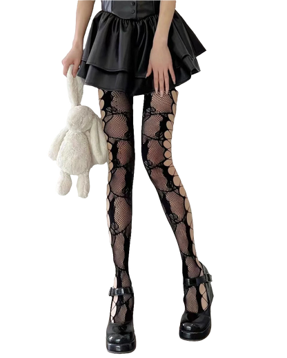 Fishnet Tightz with Floral Pattern and Hollow Sidez