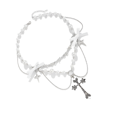 Pearl Choker with Bowz and Cross