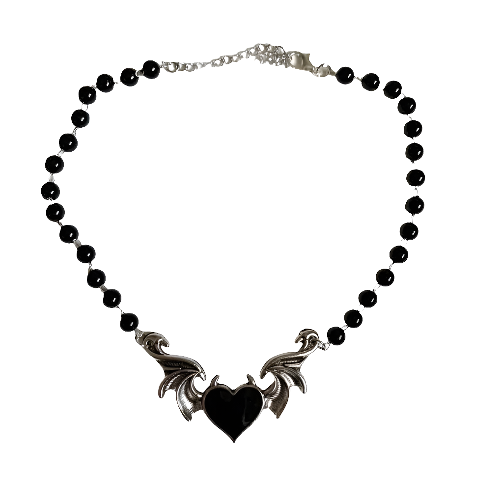 Black Winged Heart with Pearlz