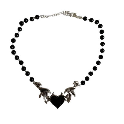Black Winged Heart with Pearlz