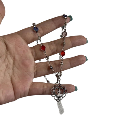 Detailed Necklace with Heart Pendant